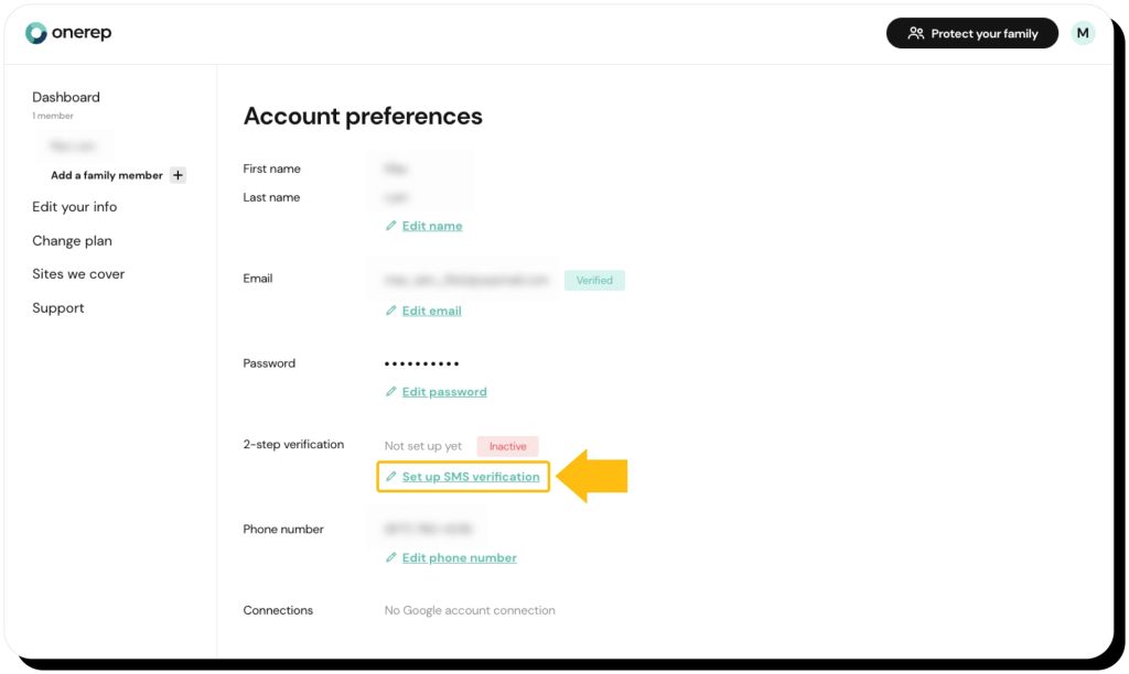 Setup 2-step verification Onerep